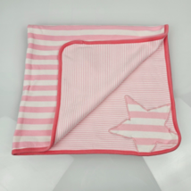 Vintage Gymboree Baby Blanket Pink White Stripe Star Cotton Swaddle Girl 2014 - £47.47 GBP