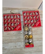 60 Mini Glitter Ornament Silver Gold Minature Glass Ornaments - $27.42 CAD