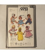 Vintage Simplicity Pattern 9753 Doll Dress Romper Top for 13”-14” Dolls - $8.21 CAD