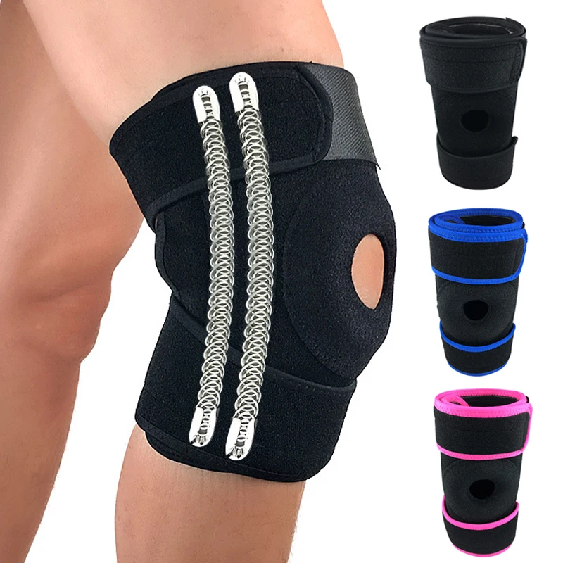 Sporting 1Pcs Men Women Gym Fitness Knee Pads Double Spring Support Outdoor Spor - £35.17 GBP
