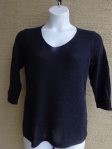 NWT Company Ellen Tracy L  knit sweater front &amp; back semi sheer fabric Top Navy  - £7.90 GBP