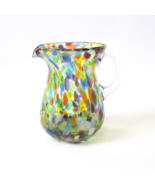 Confetti Dot Glass Creamer Hand Blown Splatter Glass Small Pitcher - £15.93 GBP