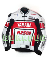 Yamaha Men&#39;s RZ500 White/Red Cowhide Leather Motorcycle Jacket with CE A... - £122.22 GBP+