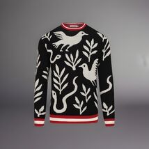 MEN'S BLACK ANIMAL AND PLANT JACQUARD KNIT Sweater 2XL - $49.00