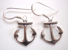 Anchor 925 Sterling Silver Dangle Earrings captain boat sailing medium-small - £7.16 GBP