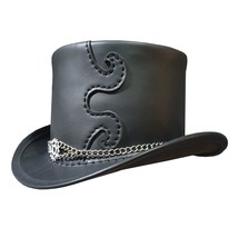 Steampunk Clock Gear Leather Top Hat - £217.92 GBP