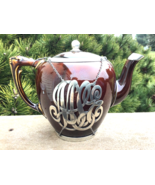Silver Overlay Pottery Teapot With Infuser Dated 1903 UNUSUAL ANTIQUE TE... - £183.81 GBP