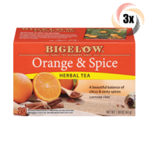 3x Boxes Bigelow Orange &amp; Spice Herbal Tea | 20 Pouches Per Box | 1.50oz - £15.61 GBP