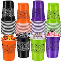 120 Pcs Halloween Plastic Cups 16 Oz Halloween Disposable Coffee Cup Spider Web  - £43.90 GBP