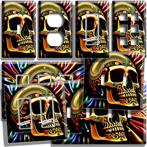 Golden Skull Colorful Silk Light Switch Outlet Wall Plate Room Man Cave Hd Decor - £9.58 GBP+