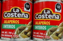 4X LA COSTENA JALAPENO ENTERO / WHOLE JALAPENOS 4 BIG CANS 780g EACH FRE... - $33.85