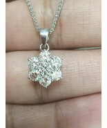 18ct White Gold Diamond Daisy Cluster Necklace 0.50 carats H-SI 16&#39;&#39; Inch - $1,068.80