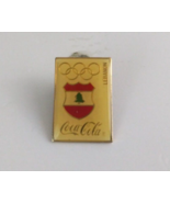 Lebanon Shield &amp; Olympic Rings Olympic Games &amp; Coca-Cola Lapel Hat Pin - £5.44 GBP