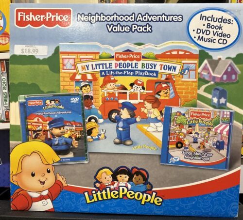 Fisher Price Little People Neighborhood Adventures Value Pack Book DVD Music CD - £19.46 GBP