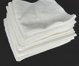 White Fabric Cloth Dinner Napkins Set of 7 Woven Leaf Pattern 16x16 Textured - £10.64 GBP