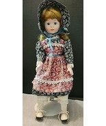 1989 HERITAGE MINT LTD COLLECTIBLE PORCELAIN DOLL WITH PRAIRIE DRESS &amp; HAT - $28.90 CAD