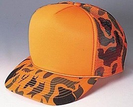 Orange Camouflage Trucker Hat mesh hat snap back hat Hunting hat - £93.15 GBP