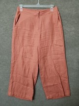 Eileen Fisher Linen Wide-Leg Crop Pants Womens M Peachy Pink Beach Vacation - $69.17