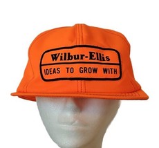 Vintage K Products Farm Patch Trucker Hat Wilbur Ellis Logo Neon Orange USA Made - £31.16 GBP