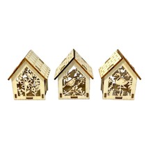 DOLLHOUSE Miniature Bird Houses LOT Of 3 Wooden Birdhouses 5.5 cm tall - £10.97 GBP