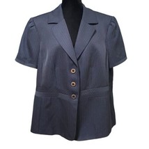 Tahari ASL Navy Blue Pinstripe Short Sleeve Jacket Size 18W Office Career - £32.22 GBP