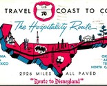 Highway 70 Route To Disneyland Hospitality Map Route 1960 Chrome Postcar... - £24.89 GBP