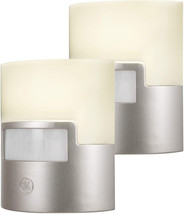 GE Silver LED Night Light with Motion Sensor, UL Listed, 40 Lumens 2 Packs - £37.76 GBP