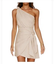 LILLUSORY Womens One Shoulder Mini Dress 2023 Summer Wrap Ruched Tie Wai... - £14.37 GBP