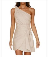 LILLUSORY Womens One Shoulder Mini Dress 2023 Summer Wrap Ruched Tie Wai... - £14.17 GBP