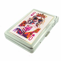 Queen of Hearts Cigarette Case with Built in Lighter Metal Wallet - $19.75