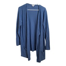 J Jill Linen Blend Cardigan Women&#39;s Size Medium Blue Open Front Long Sleeve - $13.85