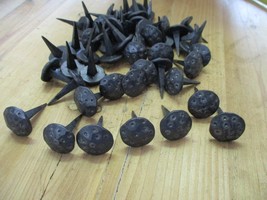 25 NAILS ROUND HAND FORGED 1&quot; SWIRL 1.5&quot; LONG TACK CRAFT DENTED CUT NAIL... - $34.99