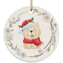Cute Chow Chow Dog Lover Ornament Flower Watercolor Christmas Gift Tree Decor - £11.83 GBP