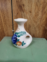 A Kowalska Polish Pottery Blue Yellow Red Green Flowers 5" Candle Holder - $29.69