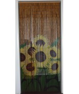 Natural Bamboo Beaded Curtain Sunflower Bunch Beads Window Doors Divider - $71.16