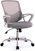 Office Chair, Light Grey, Ergonomic Home Desk Chair, Mid Back Mesh Chair, - £60.51 GBP