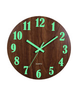 12 Inch Luminous Wall Clock Wooden Silent Glowing in Dark Non Ticking Wa... - $642.49 MXN