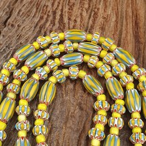 Perline stile veneziano vintage perle chevron in vetro giallo filo lungo... - $787.07 MXN