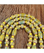 Perline stile veneziano vintage perle chevron in vetro giallo filo lungo... - $41.41