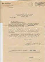 1946 War Department Happiness and Well Being Letter &amp; Envelope  - £22.13 GBP