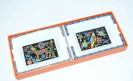 Hermes Set Of 2 Mini Ashtrays Giraffe Bird Black Changing Tray Tableware - £296.93 GBP