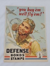 VINTAGE 1942 WWII You Buy Em We Fly Em Defense Bonds And Stamps 10x14 Po... - $197.99