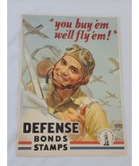 VINTAGE 1942 WWII You Buy Em We Fly Em Defense Bonds And Stamps 10x14 Po... - £155.69 GBP