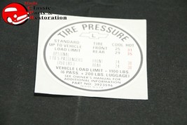 67 Nova Tire Pressure Decal (WITH 283CI BEFORE 3-28-67) - £12.94 GBP