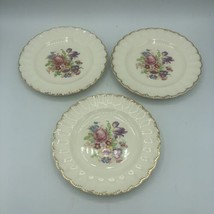 Vtg Leigh Ware by Leigh Potters 3-6 1/4&quot; Bread &amp; Butter Plates Floral Ce... - £12.46 GBP