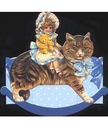 Vintage LARGE GIFTED LINE HAPPY GIRL and TEDDY ON  ROCKING CAT All New C... - £16.90 GBP