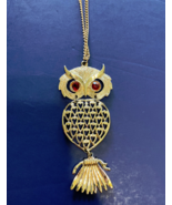 Vintage owl pendant long necklace - $21.73