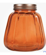 Orange Pumpkin Shaped Glass Jar W/  Rose Gold Lid 5.375 x 5-in. - $18.69