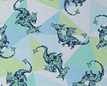 Cotton Dragons Flying Geometric Blue Green Kids Fabric Print by the Yard... - $13.95