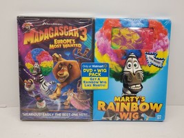 Brand New Madagascar 3: Europe&#39;s Most Wanted DVD + Bonus Marty&#39;s Rainbow Wig - £8.33 GBP